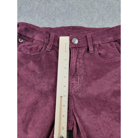 True Religion Jeans Womens 27 Burgundy Jennie Midrise Velveteen Skinny Stretch - Picture 14 of 16